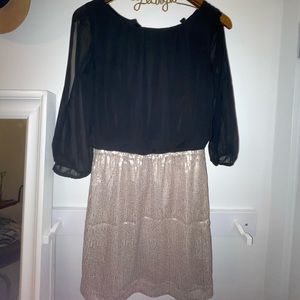 XS The Limited mini party dress, black and gold sequins
